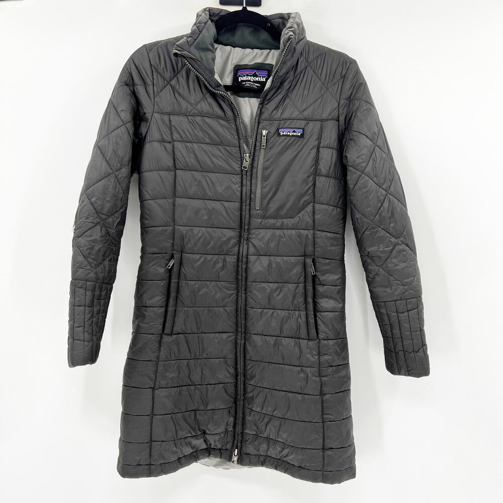 Patagonia Black Down‎ Puffer Trench Jacket XS